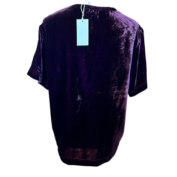 New ~ MELLODAY ~ Purple Short Sleeve Crew Neck Velvet T-Shirt Size Small - Picture 3 of 6